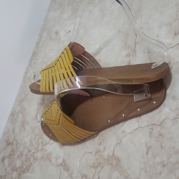 Madewell Huarache Yellow Slide Sandals Size  7.5 - Picture 4 of 5